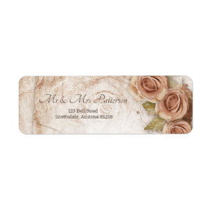 Soft Peach Coloured Roses Return Address