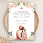 Soft Peach Floral Anand Karaj Indian Sikh Wedding Invitation<br><div class="desc">Amaze your guests with this elegant Sikh wedding invite featuring a beautiful watercolor illustration of a Punjabi couple and pastel flowers with modern typography. Simply add your event details on this easy-to-use template to make it a unique personalized one-of-a-kind invitation.</div>