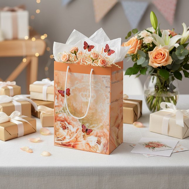 Soft peach floral medium gift bag (Creator Uploaded)