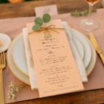 Soft Peach Garden Wedding Menu<br><div class="desc">Set the tone for your reception with this elegant Soft Peach Garden Wedding Menu Template. Featuring a romantic lantern adorned with watercolor florals in soft teal and coral, this design captures the charm of a garden celebration with a warm and welcoming touch. The soft peach background offers a subtle backdrop...</div>
