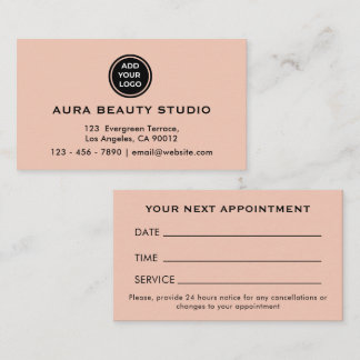 Soft Peach Logo Contact Business Appointment Card