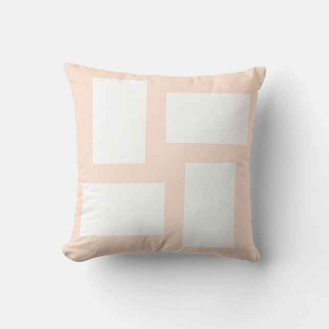 Soft Peach Pastel & White Abstract Design Throw Pillow (Front)