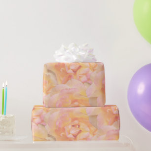 Soft Peach Pink Yellow Abstract Rose Design Wrapping Paper