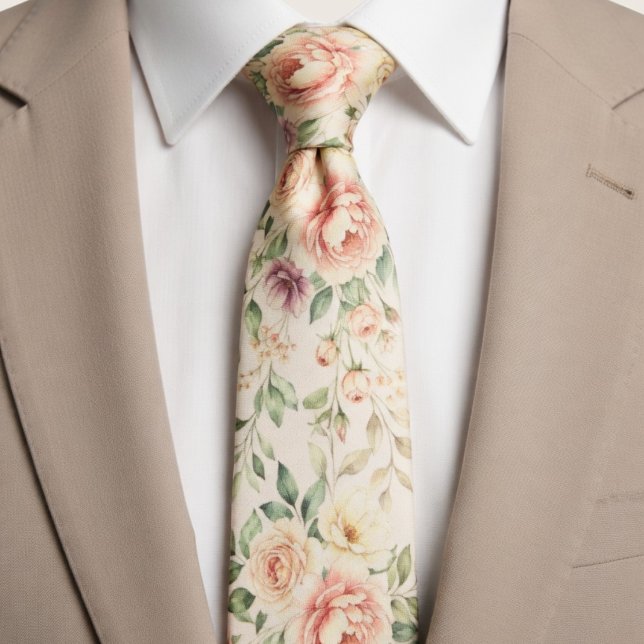 Soft Peach Rose Floral Tie (Creator Uploaded)