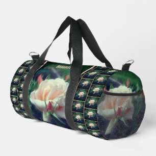 Soft Peach Rose Flower Nature Personalized Duffle Bag