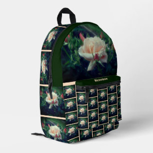 Soft Peach Rose Flower Nature Personalized Printed Backpack