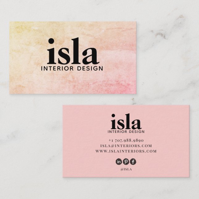 Soft Peach Texture Interior Designer Business Card (Front/Back)