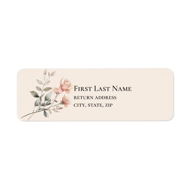 Soft Peach Wedding Return Address Label (Front)