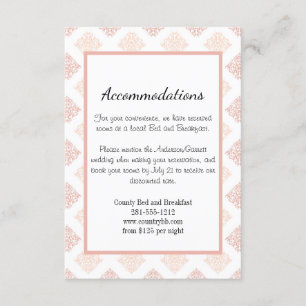 Soft Peachy Blush Damask Enclosure Card