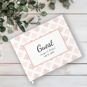 Soft Peachy Blush Damask Guest Book