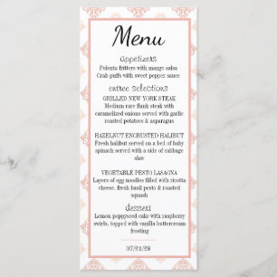 Soft Peachy Blush Damask Menu