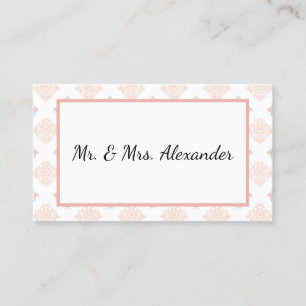 Soft Peachy Blush Damask Place Card