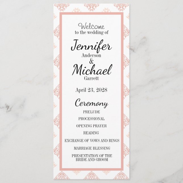 Soft Peachy Blush Damask Program (Front)