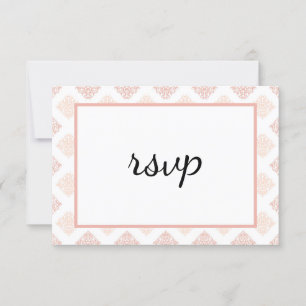 Soft Peachy Blush Damask RSVP Card