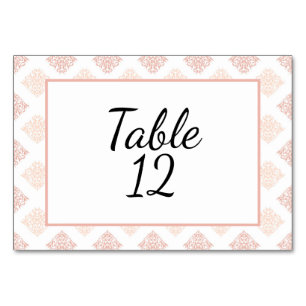 Soft Peachy Blush Damask Table Number