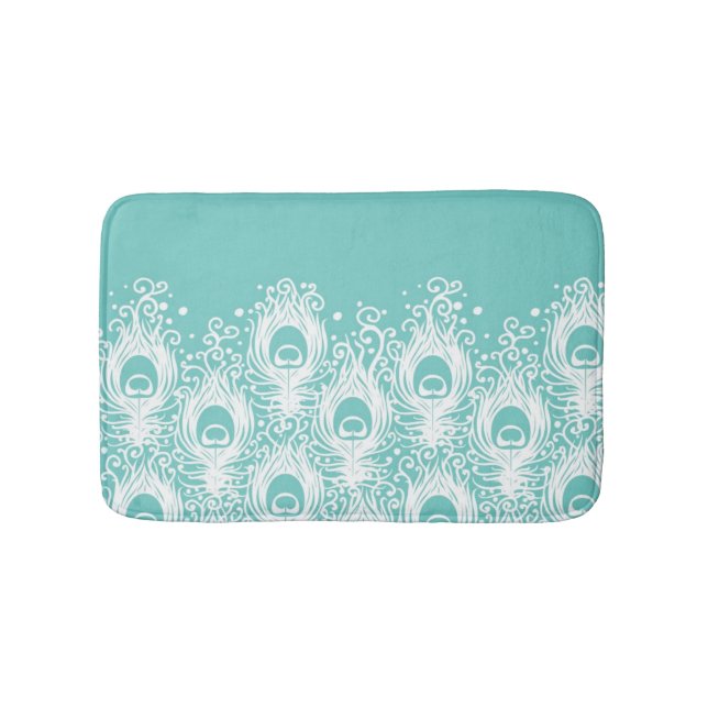 Soft peacock feathers bath mat (Front)