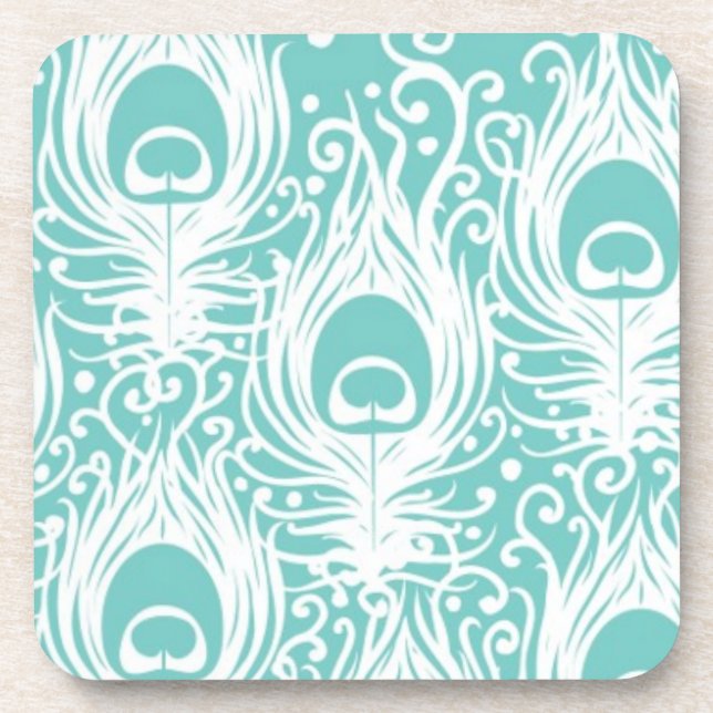 Soft peacock feathers coaster (Front)