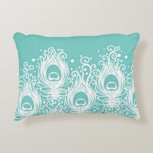 Soft peacock feathers decorative pillow