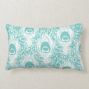 Soft peacock feathers lumbar pillow