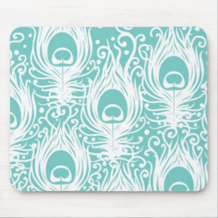 Soft peacock feathers mouse pad