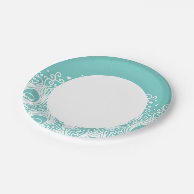 Soft peacock feathers paper plate (Angled)
