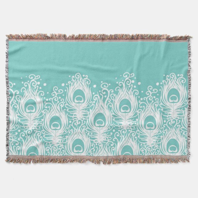 Soft peacock feathers throw blanket (Front)