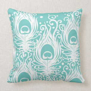 Soft peacock feathers throw pillow