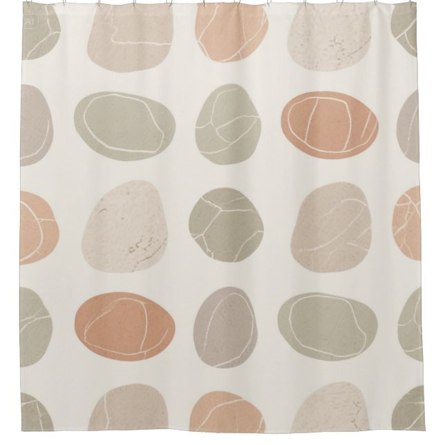 Soft Pebbles Grid Shower Curtain – Minimal Spa-Ins (Front)