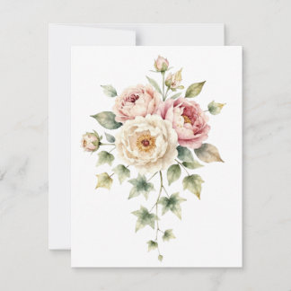 Soft Peony Bouquet Watercolor Elegance RSVP Card