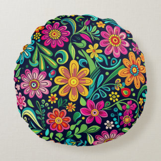 Soft Petal Whispers Round Pillow