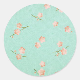 Soft Petals Peach & Aqua Classic Round Sticker