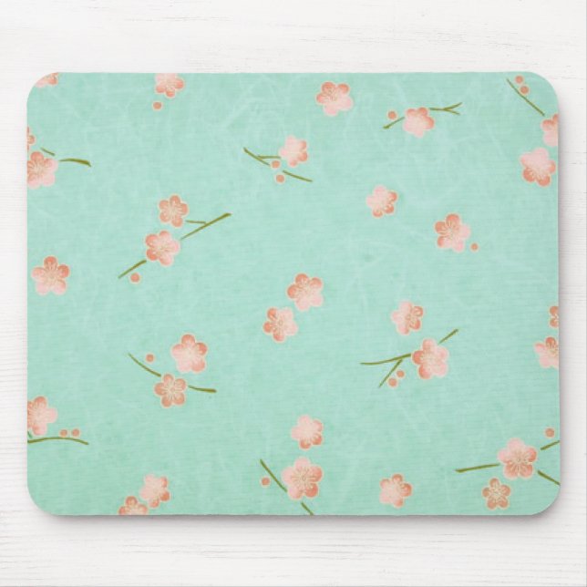 Soft Petals Peach & Aqua Mouse Pad (Front)