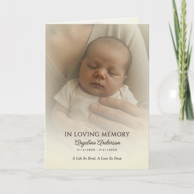 Soft Photo & Angel Baby Funeral/Memorial Folded Program (Front)