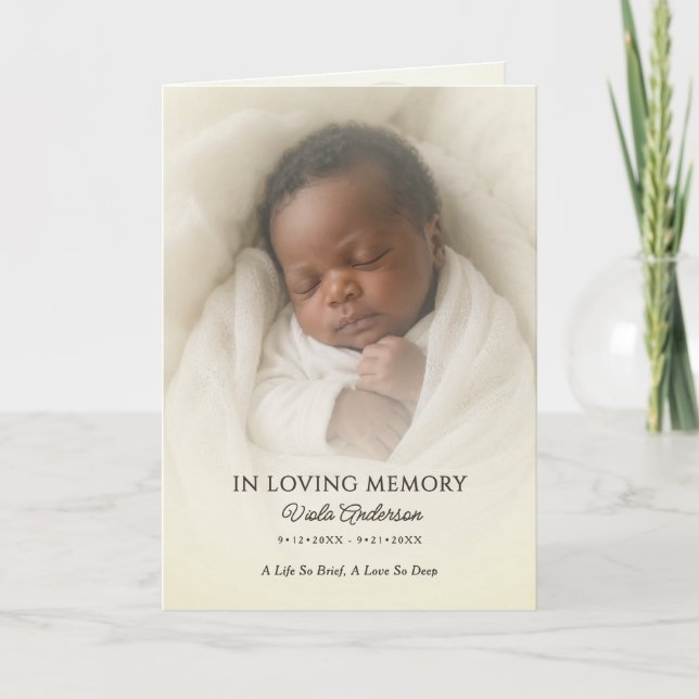 Soft Photo & Angel Baby Funeral/Memorial Folded Program (Front)