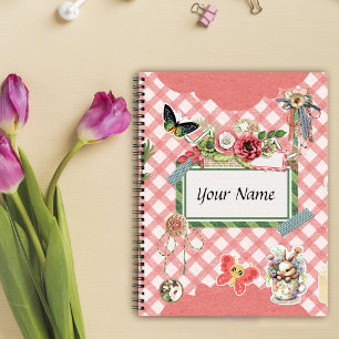 Soft Ping Gingham Cute Elements Notebook