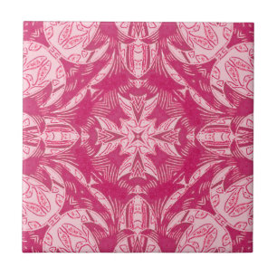 Soft Pink Abstract Floral Mandala Pattern  Tile