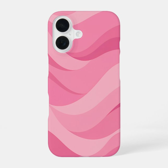 Soft Pink Abstract Waves Pattern iPhone 16 Case (Back)
