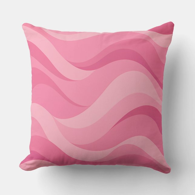 Soft Pink Abstract Waves Throw Pillow (Front)