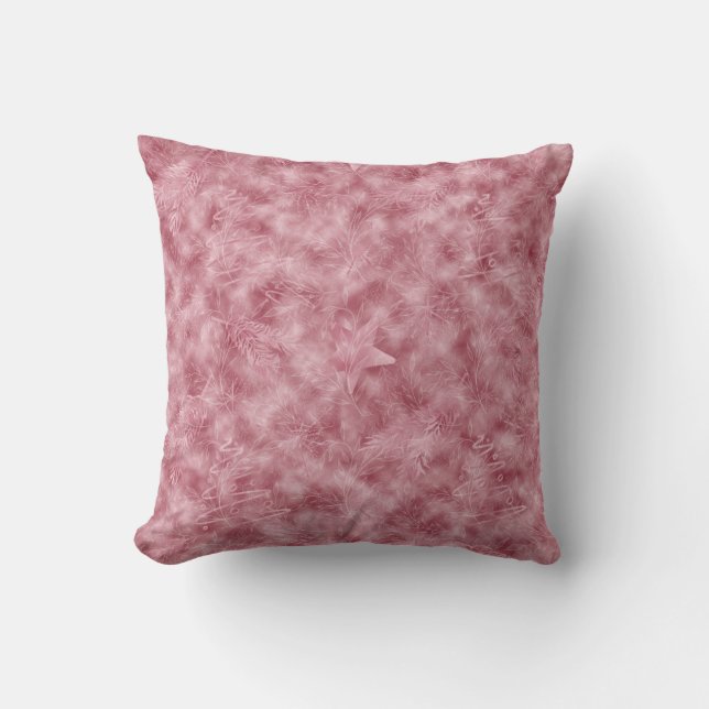 Soft Pink Accent with Etched Leaves & Branches Throw Pillow (Front)