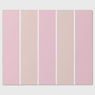 Soft Pink and Beige Vertical Stripe Pattern Wrapping Paper