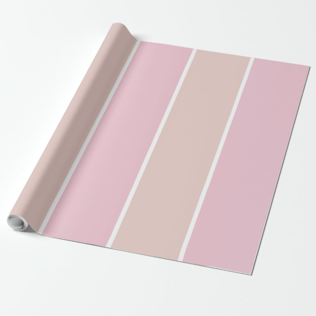 Soft Pink and Beige Vertical Stripe Pattern Wrapping Paper (Unrolled)