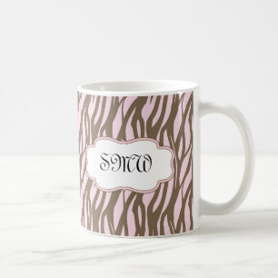 Soft Pink and Brown Monogram Frame Coffee Mug