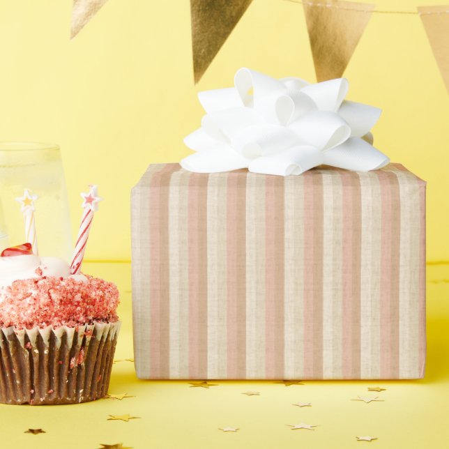 Soft Pink and Cream Elegant Stripes Wrapping Paper (Birthday Party)