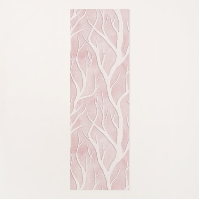 Soft Pink and Cream Tree Branches   Yoga Mat (Front)