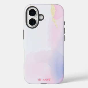 Soft Pink and Gold Abstract Art iPhone 16 Case