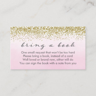 Soft Pink and Gold Baby Shower Book Request Card