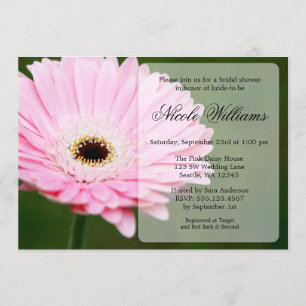 Soft Pink and Green Gerbera Daisy Bridal Shower Invitation