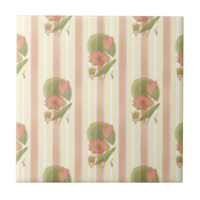 Soft pink and lotus flower tile (Front)