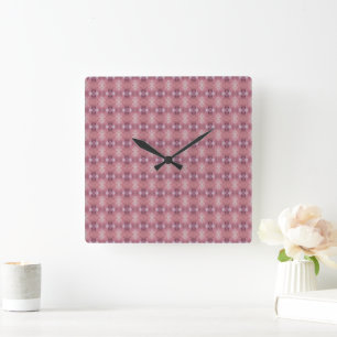 Soft pink and purple abstract pattern square wall clock