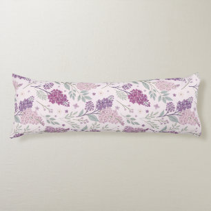 Soft Pink and Purple Lilac Floral Pattern Body Pillow